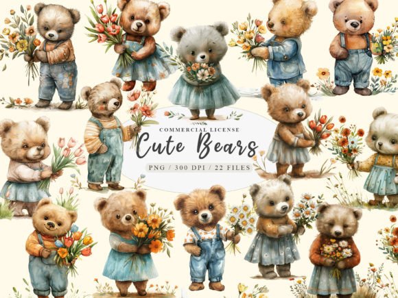 Download Teddy Bear Nursery, Watercolor Bear Png - Watercolor bear Collection
