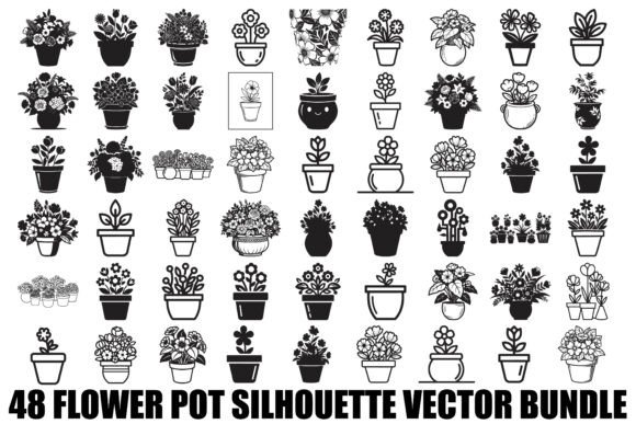 Download Flower Pot Silhouette Vector Bundle - Premium Resources