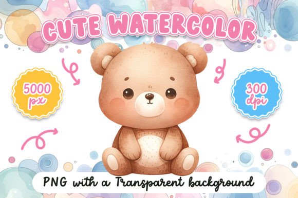 Download Cute Watercolor Bear - Watercolor bear Collection