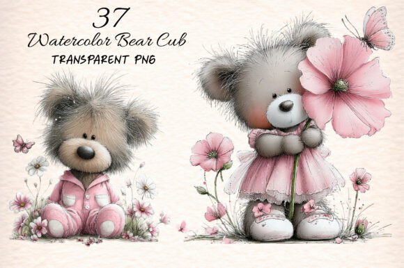 Download Watercolor Bear Cub Clipart - Watercolor bear Collection