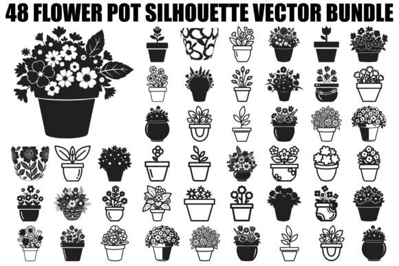 Download Flower Pot Silhouette Vector Bundle - Premium Resources