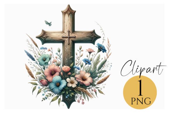Download Rustic Cross with Flowers PNG - Rustic cross Collection