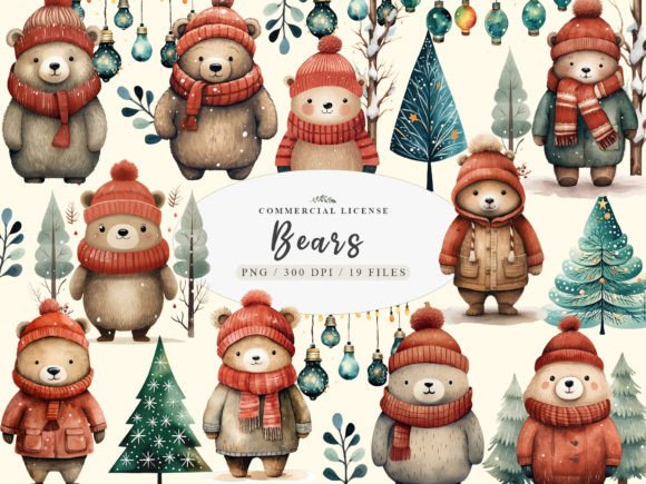 Download Boho Watercolor Bear Clipart,Winter Bear - Watercolor bear Collection